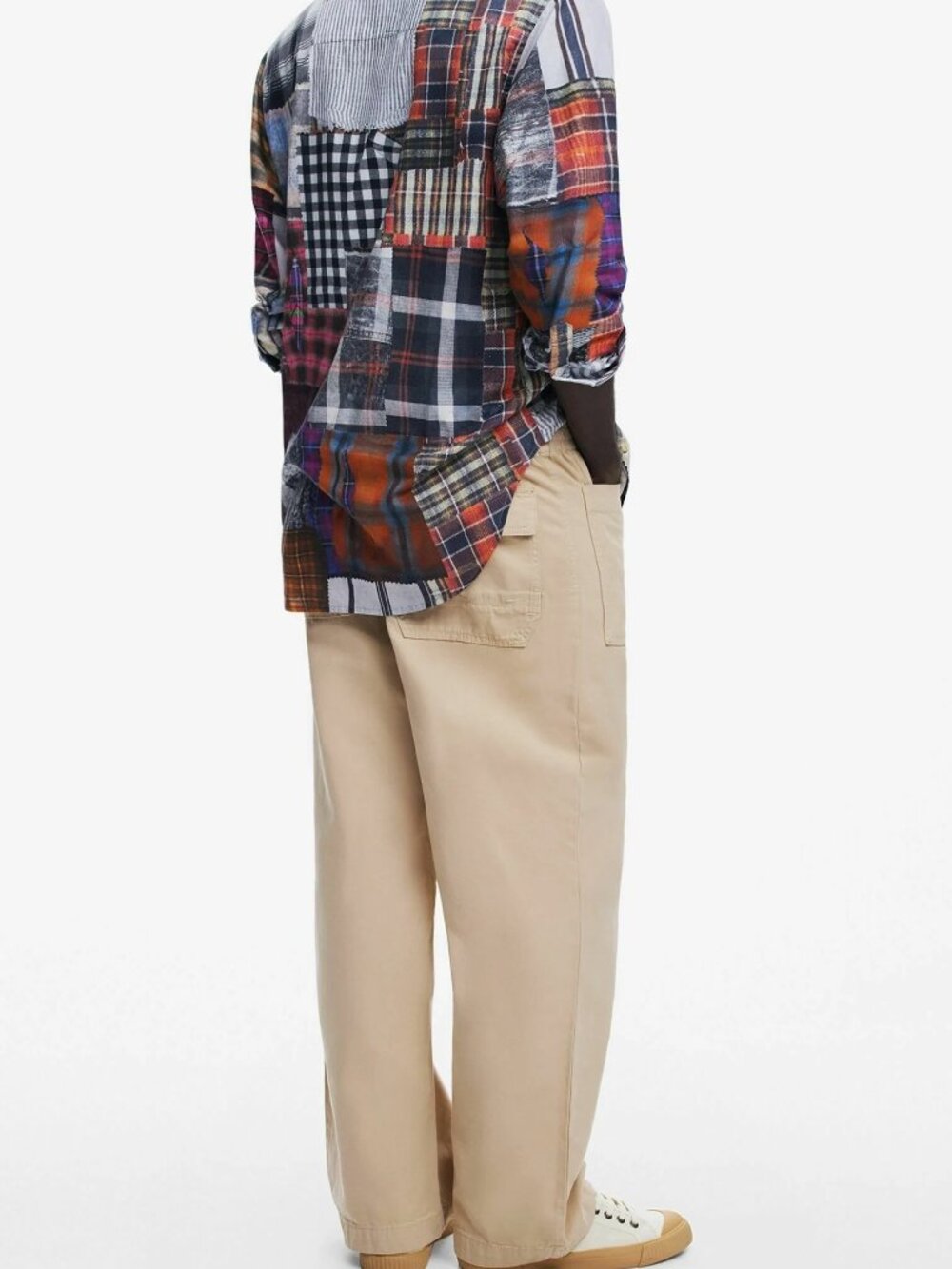 Desigual Men’s Patchwork Plaid Distressed Shirt XXL - 3D Illusion Design - VGUC - Picture 3 of 16